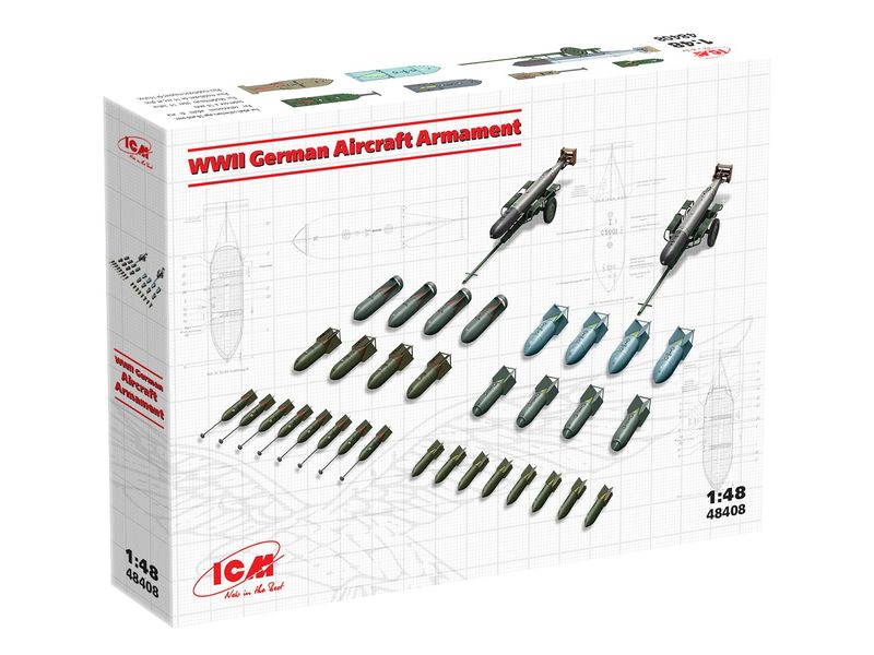 Сборная модель ICM 1/48 Немецкое авиационное вооружение 2 СВ 48408 ICM48408 фото