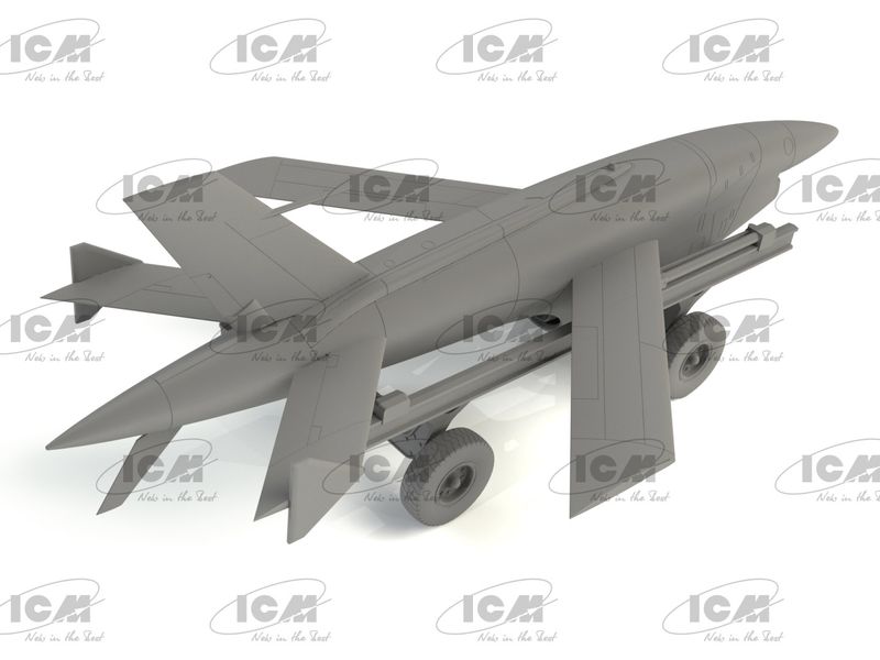 Сборная модель ICM 1/48 Q-2С ВQM-34А Firebee с тележкой 1 самолет и тележка 48401 ICM48401 фото