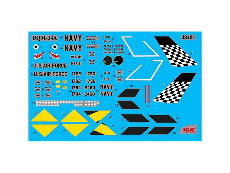 Сборная модель ICM 1/48 Q-2С ВQM-34А Firebee с тележкой 1 самолет и тележка 48401 ICM48401 фото