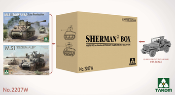 Американські танки та джип 1/35 SHERMAN&sup2; M4A1 76(W)+M51 Degem Alef+Willys Takom 2207W , збірна модель Таком TK2207W фото