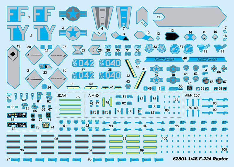 Американский истребитель 1/48 Lockheed Martin F-22A Raptor I Love Kit 62801 , сборная модель Раптор ILK62801 фото