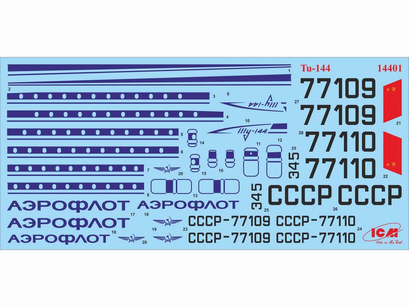 Сборная модель ICM 1/144 Туполев-144, советский сверхзвуковой самолет 14401 ICM14401 фото