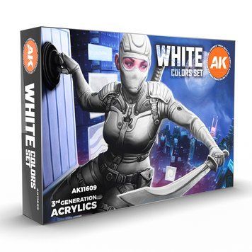 Набір акрилових фарб для аерографу Білі Кольори (White Colors Set) 6 шт. AK-Interactive AK11609 AK11609 фото