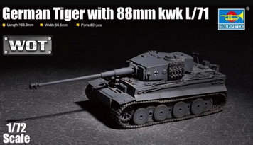 Сборная модель 1/72 немецкий тяжелый танк Тигр с 88-мм пушкой (German Tiger with 88mm kwk L/71) Trumpeter 07164 TR07164 фото
