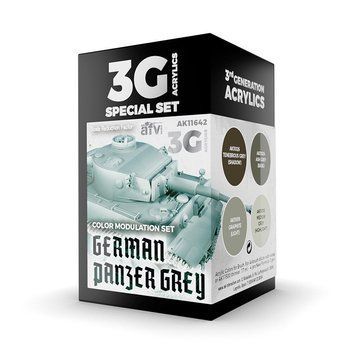 Набір акрилових фарб для модуляції Німецький Панцер Сірий 3G (Modulation German Panzer Grey 3G) 4 шт AK-Interactive AK11642 AK11642 фото