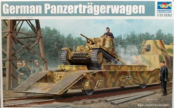 Німецька платформа з танком 1/35 Panzertr&auml;gerwagen & 38(t) Trumpeter 01508 , збірна модель платформа Трумпетер TR01508 фото