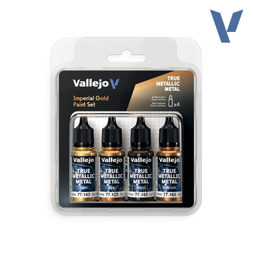 Набор акриловых красок - Имперское золото (Imperial Gold Paint Set) 4 шт Vallejo True Metallic Metal VAL 77252 VAL 77252 фото