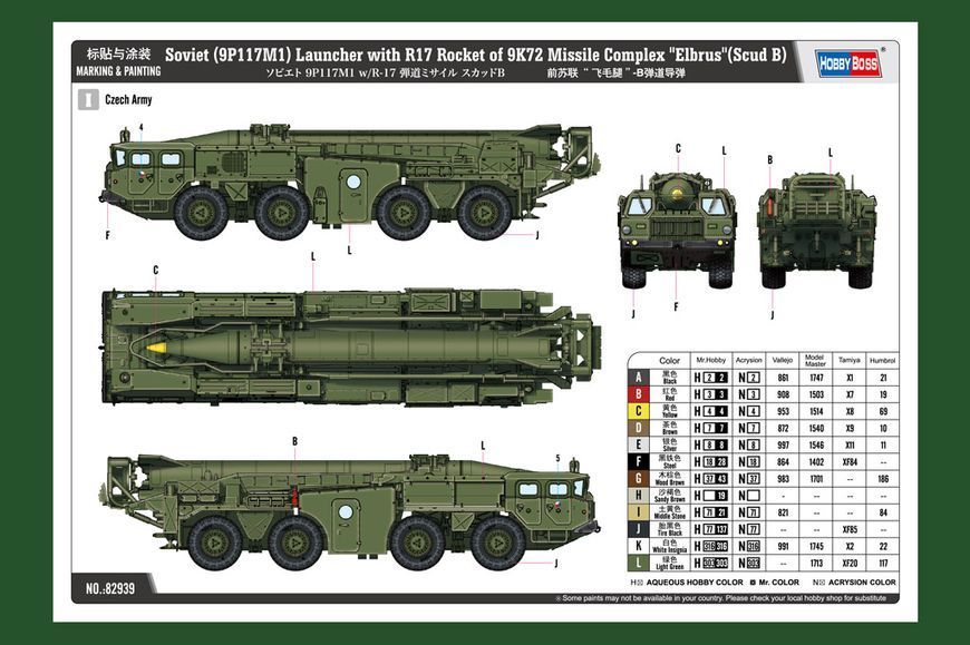 Советский ОТРК 1/72 9К72 &laquo;Эльбрус&raquo; с ракетами Р-17 (9P117M1 Launcher with R17) HobbyBoss 82939 HB82939 фото
