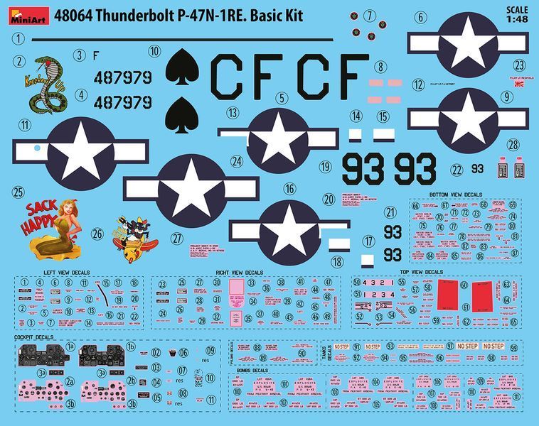 Американский истребитель 1/48 P-47N-1RE Thunderbolt Базовый комплект MiniArt 48064 , сборная модель Миниарт MA48064 фото