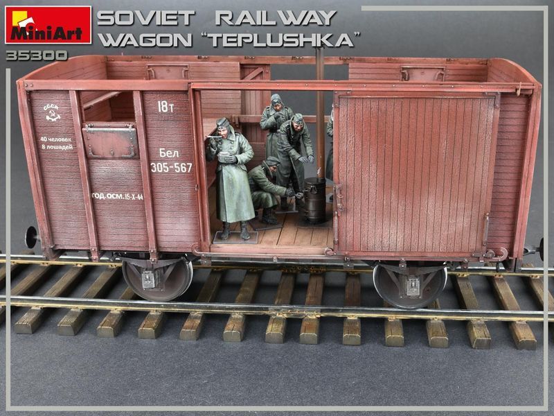 Советский крытый вагон 1/35 &laquo;Теплушка&raquo; MiniArt 35300 , сборная модель вагон Теплушка Миниарт MA35300 фото