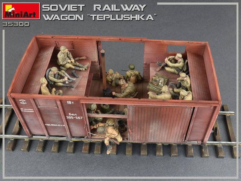 Советский крытый вагон 1/35 &laquo;Теплушка&raquo; MiniArt 35300 , сборная модель вагон Теплушка Миниарт MA35300 фото