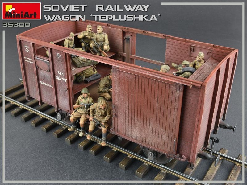Советский крытый вагон 1/35 &laquo;Теплушка&raquo; MiniArt 35300 , сборная модель вагон Теплушка Миниарт MA35300 фото