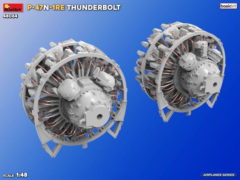 Американский истребитель 1/48 P-47N-1RE Thunderbolt Базовый комплект MiniArt 48064 , сборная модель Миниарт MA48064 фото