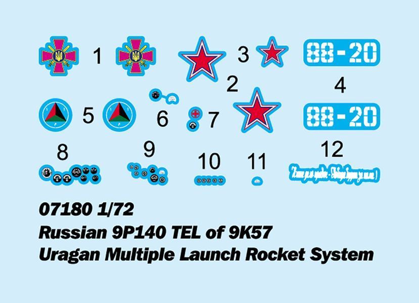 Сборная модель 1/72 советская РСЗО БМ-27 Ураган (9P140 TEL of 9K57 Uragan Multiple Launch Rocket System) Trumpeter 07180 TR07180 фото