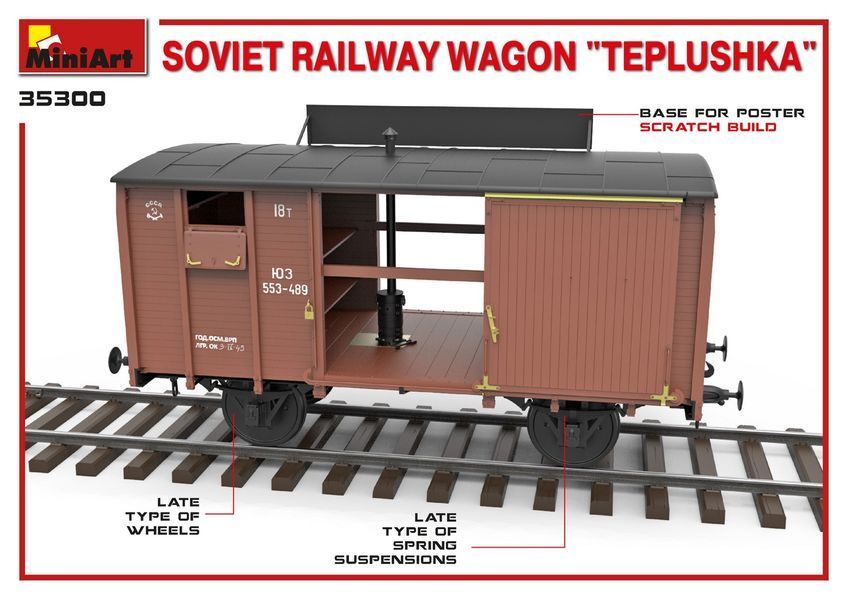 Советский крытый вагон 1/35 &laquo;Теплушка&raquo; MiniArt 35300 , сборная модель вагон Теплушка Миниарт MA35300 фото