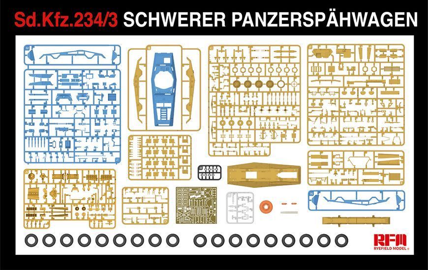 Немецкий бронеавтомобиль 1/35 (Sd.Kfz.234/3 Schwerer Panzersp&auml;hwagen) Rye Field Model RM-5134, сборная модель RM-5134 фото