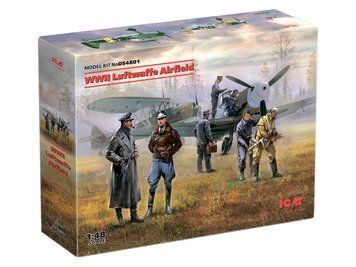 Сборная модель ICM 1/48 Аэродром Люфтваффе IIСВ Messerschmitt Bf 109F-4, Hs 126 B-1, Пилоты и техники ВВС Германии 7 фигур DS4801 ICMDS4801 фото