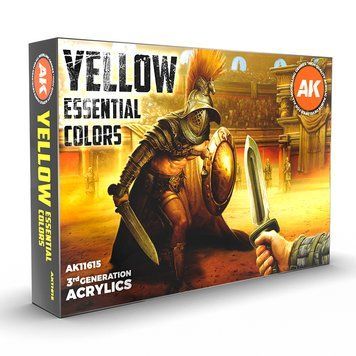 Набір акрилових фарб для аерографу Жовті Основни Кольори 3Gen (Yellow Essential Colors 3Gen Set) 6 шт. AK-Interactive AK11615 AK11615 фото