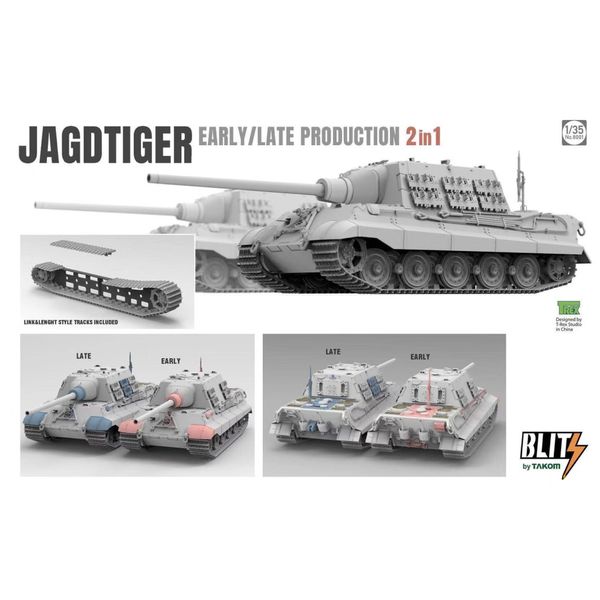 Збірна модель Танк 1/35 Sd.Kfz.186 Jagdtiger early/late production 2 in 1 Takom 8001 8001 фото