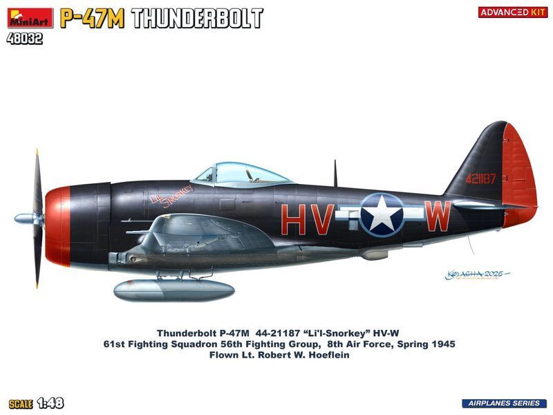 Американський винищувач 1/48 P-47M Thunderbolt Advanced Kit MiniArt 48032 , збірна модель винищувач Мініарт MA48032 фото
