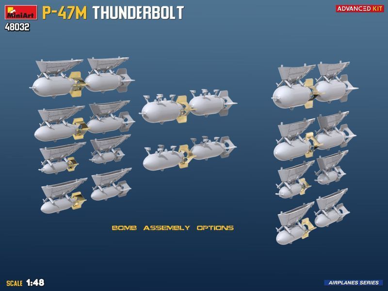 Американський винищувач 1/48 P-47M Thunderbolt Advanced Kit MiniArt 48032 , збірна модель винищувач Мініарт MA48032 фото