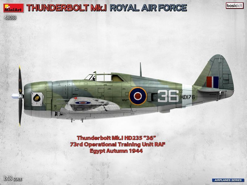 Американський винищувач 1/48 P-47 Thunderbolt Mk.I (RAF) MiniArt 48033 , збірна модель Тандерболт Мініарт MA48033 фото