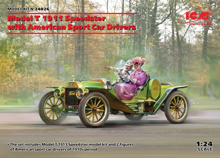 Збірна модель ICM 1/24 Model T 1913 Speedster з американськими автоспортсменами (24026) ICM24026 фото