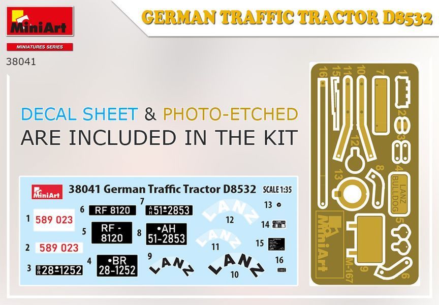 Німецький трактор 1/35 D8532 (German Traffic Tractor) MiniArt 38041 , збірна модель трактора Мініарт MA38041 фото