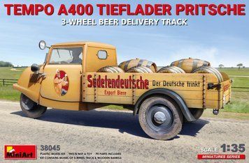 Немецкий фургон 1/35 Tempo A400 Athlet (Tieflader Pritsche 3-Wheel Beer Delivery) MiniArt 38045 , Миниарт MA38045 фото