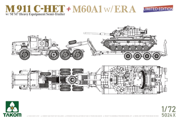 Американский тягач с полуприцепом 1/72 M911 C-HET w/ M747 & M60A1 ERA Takom 5024X , сборная модель Таком TK5024X фото