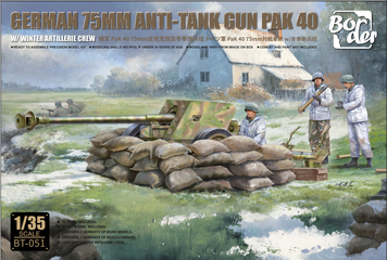 Немецкая штурмовая пушка с расчётом 1/35 PaK 40 Border Model BT-051 , сборная модель пушка Пак Бордер BT-051 фото