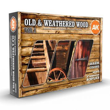 Набір акрилових фарб для аерографу Старе та вивітрене дерево Vol1 (Old & Weathered Wood Vol1) 6 шт. AK-Interactive AK11673 AK11673 фото