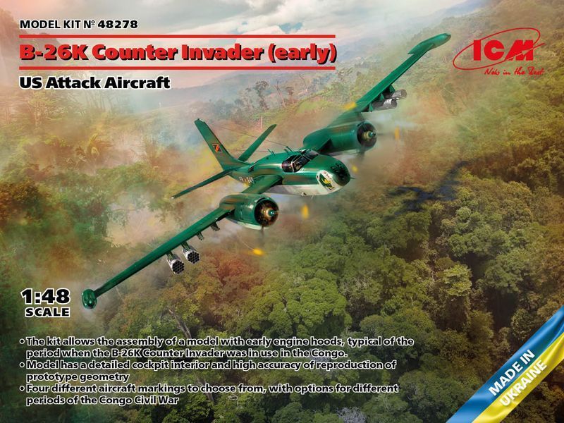 Збірна модель ICM 1/48 B-26K Counter Invader (ранній), ударний літак США (48278) ICM48278 фото