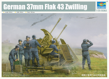 Немецкая зенитная установка 1/35 3,7 cm Flak 43 Zwilling Trumpeter 02347 , сборная модель ЗУ Флак Трумпетер TR02347 фото