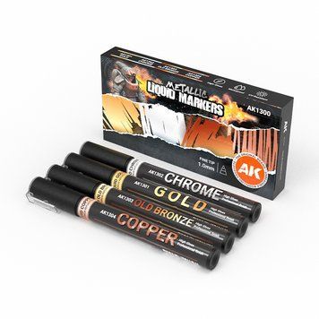 Набір маркерів з ефектов металіки 4 шт (Metallic Liquid Markers) AK-Interactive AK1300 AK1300 фото