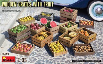 Деревянные ящики 1/35 с фруктами (Wooden Crates with Fruit) MiniArt 35628 , сборная модель ящиков Миниарт MA35628 фото