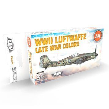 Набір акрилових фарб кольорів Luftwaffe наприкінці Другої світової війни (WWII Luftwaffe Late War Colors Set 3G) 6 шт AK-Interactive AK11718 AK11718 фото