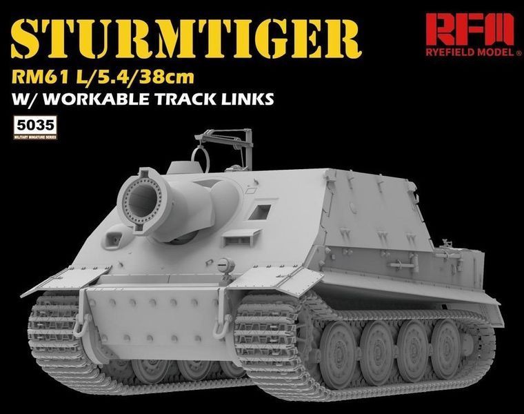 Збірна модель 1/35 німецька самохідна артилерійська установка Sturmtiger з робочими траками Rye Field Model RFM 5035 RM-5035 фото