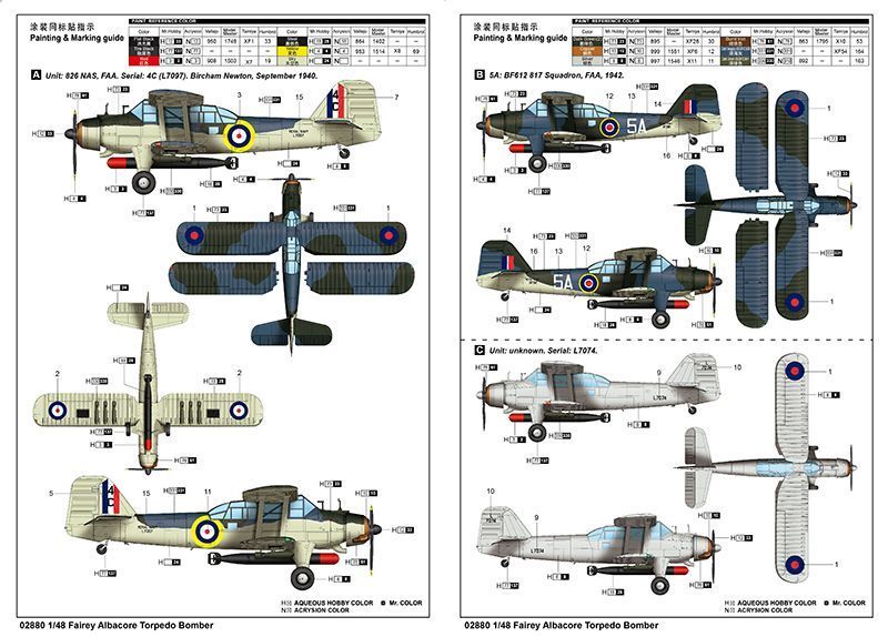 Британський палубний розвідник-торпедоносець 1/48 Fairey Albacore Trumpeter 02880 , збірна модель Трумпетер TR02880 фото