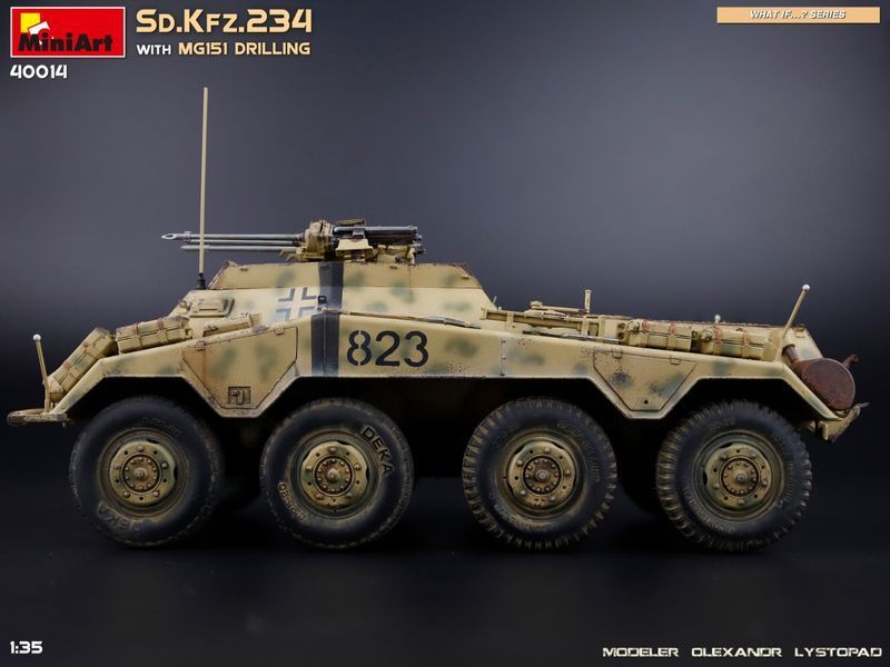 Німецький бронеавтомобіль 1/35 Sd.Kfz.234 з установкою MG151 Drilling MiniArt 40014 , збірна модель Мініарт MA40014 фото