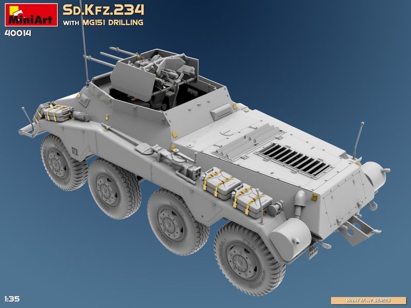 Німецький бронеавтомобіль 1/35 Sd.Kfz.234 з установкою MG151 Drilling MiniArt 40014 , збірна модель Мініарт MA40014 фото