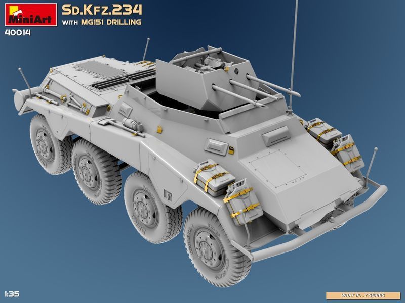 Німецький бронеавтомобіль 1/35 Sd.Kfz.234 з установкою MG151 Drilling MiniArt 40014 , збірна модель Мініарт MA40014 фото