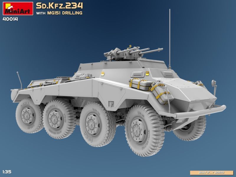 Німецький бронеавтомобіль 1/35 Sd.Kfz.234 з установкою MG151 Drilling MiniArt 40014 , збірна модель Мініарт MA40014 фото