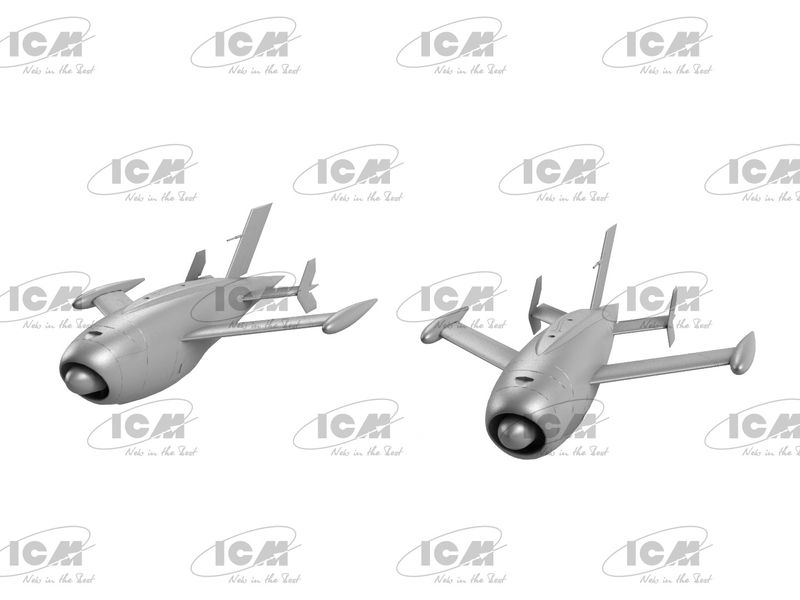 Сборная модель ICM 1/48 Q-2A XM-21, KDA-1 Firebee, Американский беспилотный самолет 2 самолета и пилоны 48402 ICM48402 фото