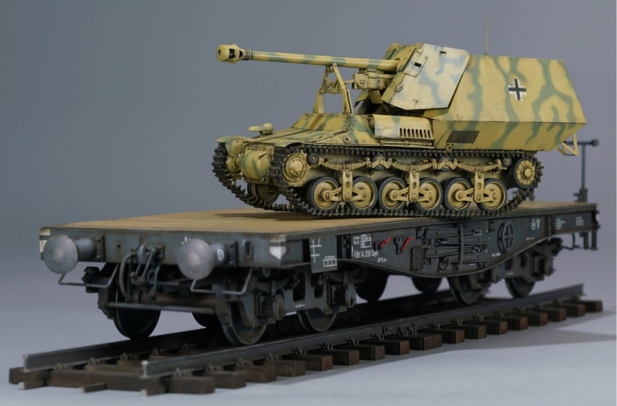 Немецкая Ж/Д-платформа и САУ 1/35 50t SSy45 & Sd.Kfz.135 Marder I Zimi Model ZM35075 , сборная модель ZM35075 фото