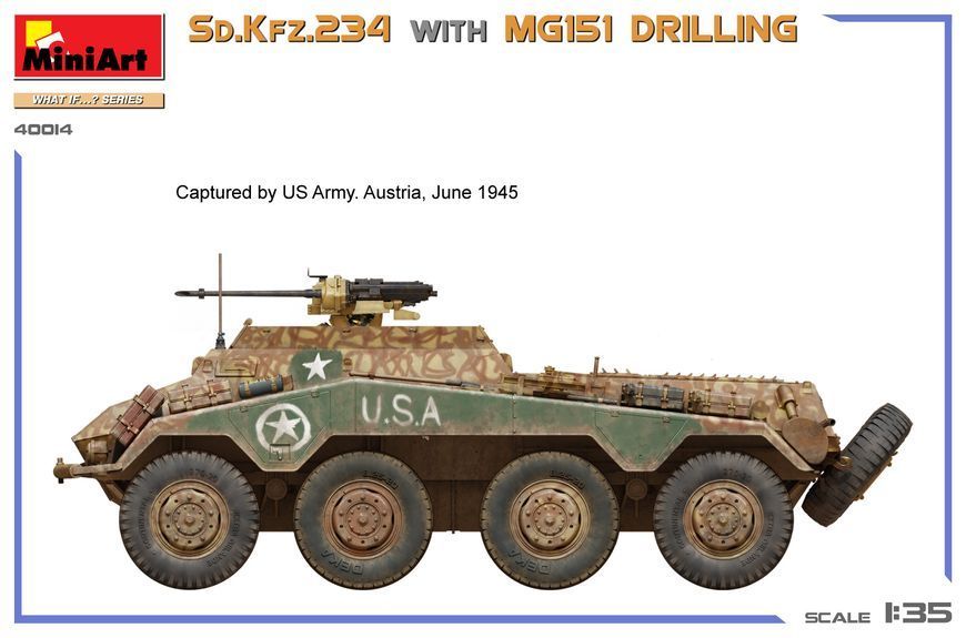 Німецький бронеавтомобіль 1/35 Sd.Kfz.234 з установкою MG151 Drilling MiniArt 40014 , збірна модель Мініарт MA40014 фото