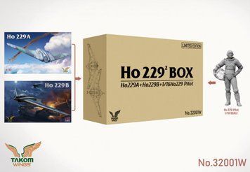 Сборная модель 1/32 немецкие самолеты Ho229A + Ho229B и пилот 1/16 комплект 2+1 (лимитированная серия) Takom 32001W TK32001W фото