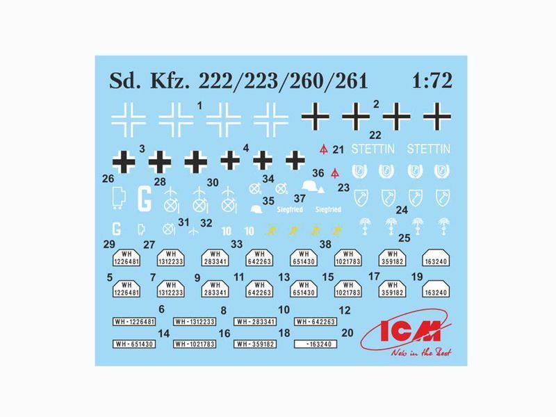 Сборная модель ICM 1/72 Sd.Kfz.222, немецкий легкий бронеавтомобиль 72411 ICM72411 фото