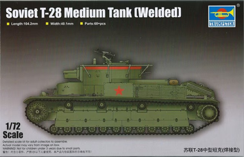 Радянський середній танк 1/72 Т-28 зваренний корпус Trumpeter 07150 , збірна модель танку Трумпетер TR07150 фото