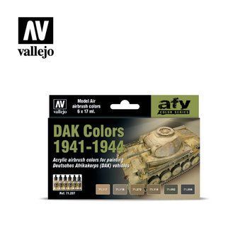 Набор акриловых красок для аэрографа Model Air Цвета ДАК 1941-1944 (DAK Colors 1941-1944) 6 шт VAL 71207 VAL 71207 фото